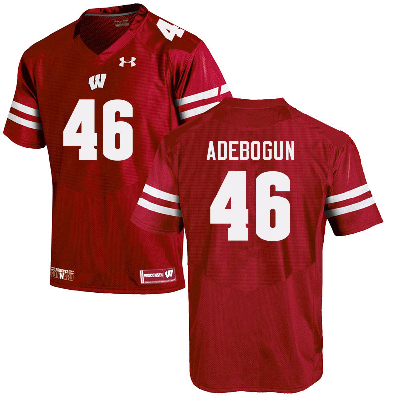 Men #46 Ayo Adebogun Wisconsin Badgers College Football Jerseys Sale-Red - Click Image to Close
